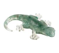 FOYTOKI Crystal Gecko Figurine, Animal Ornament, Green Crystal Resin Lizard Statue, Stable Base, Elegant Artistic Home Accent for Office Display and Tea Tables