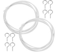 FOYTOKI Curtain Wire Rod Kit 2 Sets Flexible Curtain Cable with Screw Eyes and Hooks for Shower Curtains and Window Curtains