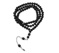 FOYTOKI Delicate Buddha Beads Bracelet with Decorative Rosary Chain for Pilgrimage Worship and Daily Wear Black Necklace for Buddhist Devotion and Spiritual