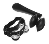 FOYTOKI Double Row Foot Tambourine Heel Shaker Set for Guitarists and Drummers with Strap Hands-free Percussion Instrument in Black Plastic and Metal, for Solo Shows and Daily Practice