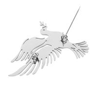 FOYTOKI Dove of Peace Brooch Silver Metal Lapel Pin with Safety Fastener Lightweight Bird-shaped Accessory for Jackets Shirts Scarves Secure Closure Anniversary of Death Remembrance Pin