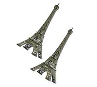 FOYTOKI Eiffel Tower Photo Props 2pcs, 6 Inch Iron Eiffel Tower Figurine with Stable Design, Vintage Finish for Miniature Photography and Office Display