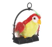 FOYTOKI Electric Recording Parrot for Red Hanging Educational with Voice Mimicry Swinging Head and Moving Wings Early Learning Interactive Plush Without Battery for Over Years