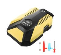 FOYTOKI Electric Tire Inflator Portable Car Tyre Pump for Vehicles with Automatic Stop and Pressure Gauge Abs and Copper Material Yellow for On-the-go Inflation