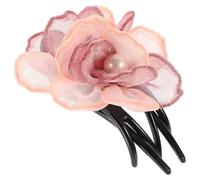 FOYTOKI Elegant Pink Silk Yarn Flower Hair Clip with Comfortable Non-slip Alligator Duckbill Design, for Holding Thin or Thick Hair in Place at Parties or Work