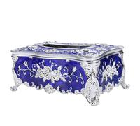 FOYTOKI European Style Tissue Box Holder with Blue Rose Pattern, Decorative Napkin Case for Home and Car, Fashion Grade Tissue Dispenser
