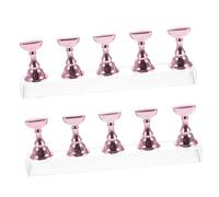 FOYTOKI False Nail Holder Acrylic Practice Stand 2 Sets 10pcs Pink Base Manicure Nail Art Training Rack for Salon Display