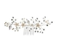 FOYTOKI Flower Bridal Comb with Pearl Rhinestone Leaves Three Wedding Hair Accessory for Brides Bridesmaids Adds Volume and Elegance Silver French Side Crystal Headpiece