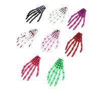 FOYTOKI Fluorescent Skeleton Hand Hair Clips 8pcs Glow Dark Skull Claw Hairpins Bone Shape Hair Barrettes for Women Girls Halloween Costume Party Accessory