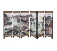 FOYTOKI Foldable Mini Desktop Wooden Screen Divider in Antique Chinese Style, Decorative Rustic Panel for Space Matching on Mini Tables, for Home Or Office Accent