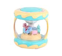 FOYTOKI Funny Carousel Hand Drum Toy for Boy Girl Early Education Plaything with Music Lights Cartoon Design No Battery Included