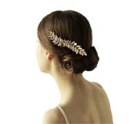 FOYTOKI Golden Metal Bride Hair Comb with Large Blades, Handmade Double End Side Comb for Special Occasions and Parties, Elegant and Not Easy to Fall Hair Accessory