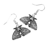 FOYTOKI Gothic Dangle Earrings for Women Lightweight Alloy Drop Earrings with Unique Moth and Sun Moon Pattern Vintage Silver Jewelry to Enhance Charm and Personality
