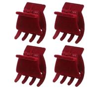FOYTOKI Hair Claw Clips and Convenient Storage 4pcs Small Red Velour for Women, Easy to Wear and Carry Mini Jaw Clamp Hair Accessories for Everyday Hairstyle