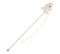 FOYTOKI Halloween Cat Teaser Stick Plush Wood Interactive for Kittens | Cute Cartoon Ghost Pattern with Tassels, Supports Self-play and Bonding Interaction for Indoor Household Cats