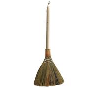 FOYTOKI Handmade Woven Desktop Small Broom with Detachable Handle for Indoor Cleaning, Rustic Farmhouse Style Dust Removing Broom with Wood and Miscanthus Materials