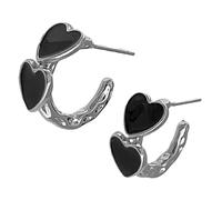 FOYTOKI Heart Shaped Earrings for Women Small Studs Brass Silver Stylish Jewelry for Birthday Party Year Eve Daily Wear Comfortable and Unique Design