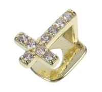 FOYTOKI Hip Hop Copper Cross Tooth Grill for Men and Women, Single Tooth Design with Rhinestone Inlay, Shining Brilliantly, for Cosplay and Party Accessories