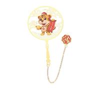 FOYTOKI Hollow-Out Brass Fan Shaped Bookmark Delicate Chinese Style Book Label for Students and Readers Zodiac Tiger Year Design Practical Brass Material Gift for Book Lovers