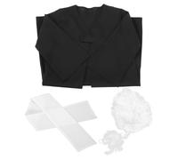 FOYTOKI Judge Costume and Lawyer Outfit for Boys and with False Collar and Robe, Role-Playing Set for Educational Games and Shows, Includes White Judge Wig