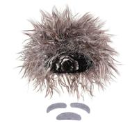 FOYTOKI Light Brown Scientist Wig Set with Mustache and Eyebrows for Adults Soft Lightweight Mad Professor Costume Accessory for Science Parties Halloween Day of School