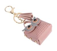 FOYTOKI Mini Coin Purse Keychain Change Wallet Cute Pink Pu Fake Leather Multifunctional Use Organizing Small Items Women School Bag Key Ring Accessory for Daily Carry Craftsmanship Owl