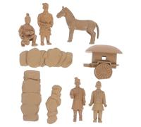 FOYTOKI Mini Terracotta Warriors and Horses Set, 9pcs PVC Desktop Figurines, Vintage Chinese Qin Dynasty Warrior Statues for Indoor Tabletop Decor and Collectible Display
