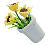 FOYTOKI Miniature Bonsai Potted Plant Realistic Sunflower Decor for Mini House Accessories Odorless and No Water Needed for Photography and Home Decoration