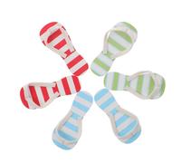 FOYTOKI Miniature Slipper Models Dollhouse Accessories for Collectors Tiny Simulation Shoes Decor Summer Beach Scene Props 3 Pairs (blue White, Red White, Green