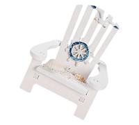 FOYTOKI Miniature White Mediterranean Beach Chair Model Micro Landscape Mini Deck Chair Ornament for Dollhouse Tabletop Ocean Scene Decoration Prop