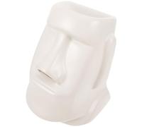 FOYTOKI Moai Stone Statue Napkin Dispenser Napkin Box Holder Ceramic Tissue Storage Box Protects Paper Towel from Stains Comfortable Hand Feeling Simple Style Chic Elegant Look for Home
