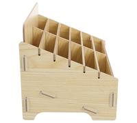 FOYTOKI Multi-grid Desktop Cell Phone Storage Box Wood Beige