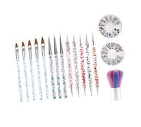 FOYTOKI Nail Diy Painting Pen Set 6pcs Dual-ended Manicure Tool with Crystal and Diamond Point Pens, Fine Dust Brush for Professional Nail Art and Home Manicure