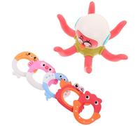 FOYTOKI Octopus Bath Set, Floating Pool Ring Toss Game for , Water and Land Play Bathing , Colorful Soft Plastic Bath for Swimming Pool Fun