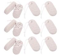 FOYTOKI Oval Volcanic Stone Chew for Home Use 12 Pcs with Mini Hanging Rope, Can Fix on Cage to Attract Pet Attention for Small Pets like Chinchillas and Rabbits