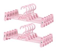 FOYTOKI Pants Hangers with Clips, 10Pcs Pink Plastic Pants Rack for Closet Storage, Will Not Leave Trace on Clothes, 35.00X14.50X3.00cm