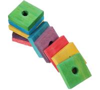 FOYTOKI Parrot Bite 50 Pieces Mixed Color Wooden Chewing Blocks for Cockatiels DIY Bird Activity