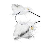 FOYTOKI Plush Fox Ear Headband Bell Cosplay Hair Band White for Party Photography Costume Accessory