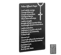 FOYTOKI Portable Engraved Metal Wallet Card Insert Officers American Police Prayer Card Decor Compact Graduation Gift for Policemen Lightweight and Easy to Carry