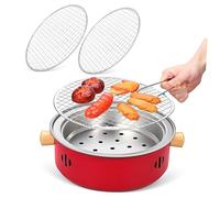 FOYTOKI Portable Metal Charcoal Bbq Grill Tabletop Stove with Detachable Parts for Camping Outdoor Parties Japanese Bbq Grill Iron Construction Easy to Clean