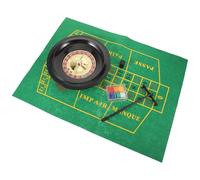 FOYTOKI Portable Russian Poker Table Game Wheel with Assorted Colour Chips and Poker Chip Rake, Reusable Plastic and Stainless Steel Party Game Set with Cloth Tablecloth for Adults