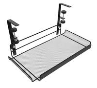 FOYTOKI Practical under Desk Storage Organizer with Adjustable Design Black Iron Mesh Design Storage Rack for Dorm Room and Living Room