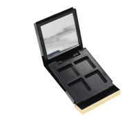 FOYTOKI Refillable Makeup Palette 4 Grids Mini Eyeshadow Palette 6.15X5.09X1.51Cm Flip-Top Design with Integrated Mirror Sleek Black Square Makeup Organiser for Travel and Business Trips