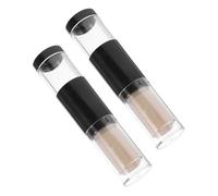 FOYTOKI Refillable Powder and Foundation Brush Set 2pcs with Press-top Bottle, Synthetic Fiber Cosmetic Applicator for Travel Face Makeup and Blush Application