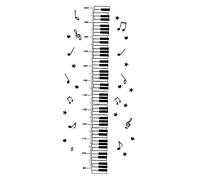 FOYTOKI Removable Height Ruler Sticker with Cartoon Piano Pattern in Black, PVC Material Decorative Decal for Children Room Or Boys and Girls Dormitory Wall Décor, Easy to Remove