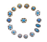 FOYTOKI Retro Turquoise Crackle Nail Charms 2 Sets 16pcs Diy Nail Art Jewels Manicure Decoration