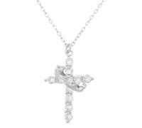 FOYTOKI Rhinestone Cross Necklace for Women Elegant Crown Cross Pendant Choker Luxurious Daily Wear Jewelry for First Communion and Stylish Occasions Sparkly Faith Accessory
