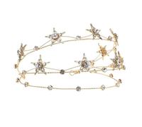 FOYTOKI Rhinestone Crown Hair Accessory for Women Lightweight Alloy Stars Bride Headdress, for Wedding and Special Party, Easy to Carry Golden Princess Tiara Headband