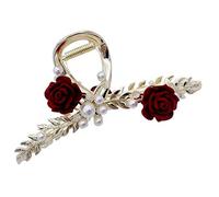 FOYTOKI Rose Flower Hair Clip Leaf Design Vintage Hair Holder for Women Girls for Travel Office and Special Occasions Comfortable