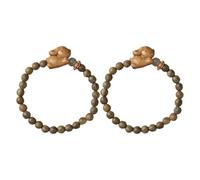 FOYTOKI Sandalwood Beaded Bracelet Set with Cute Rabbit Charm 2pcs Versatile Minimalist Style for Women for Casual Outings and Boutique Presents